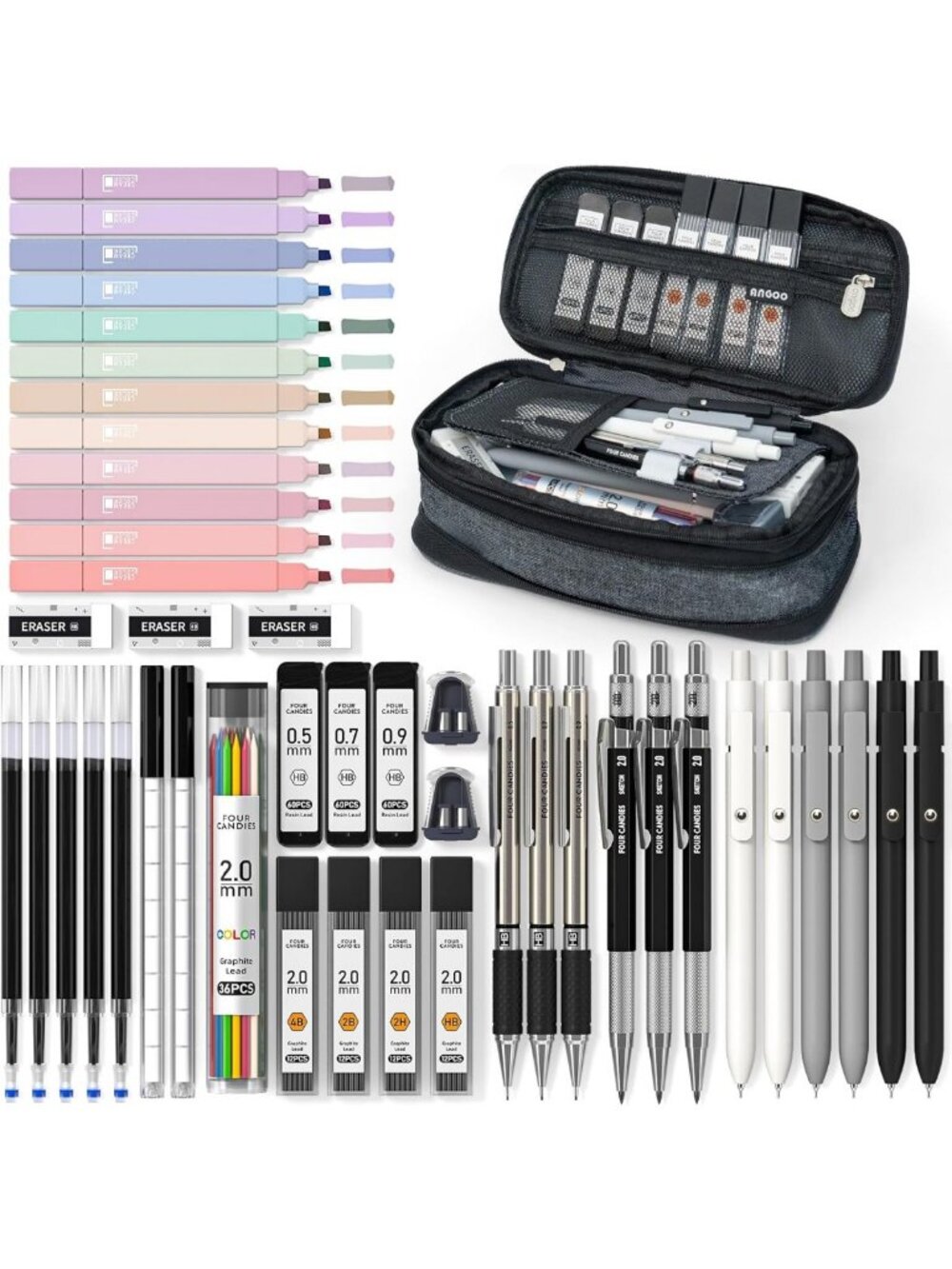 45ct School Supplies Set with Pencil Case | Gel Pens, Mechanical Pencils